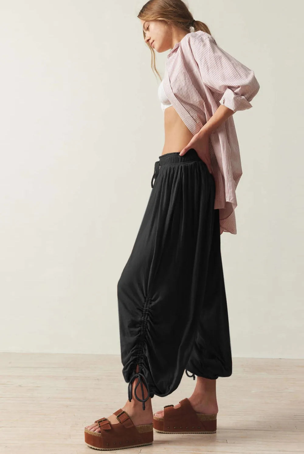 Drawstring Ruched Pants-Krush Kandy, Women's Online Fashion Boutique Located in Phoenix, Arizona (Scottsdale Area)