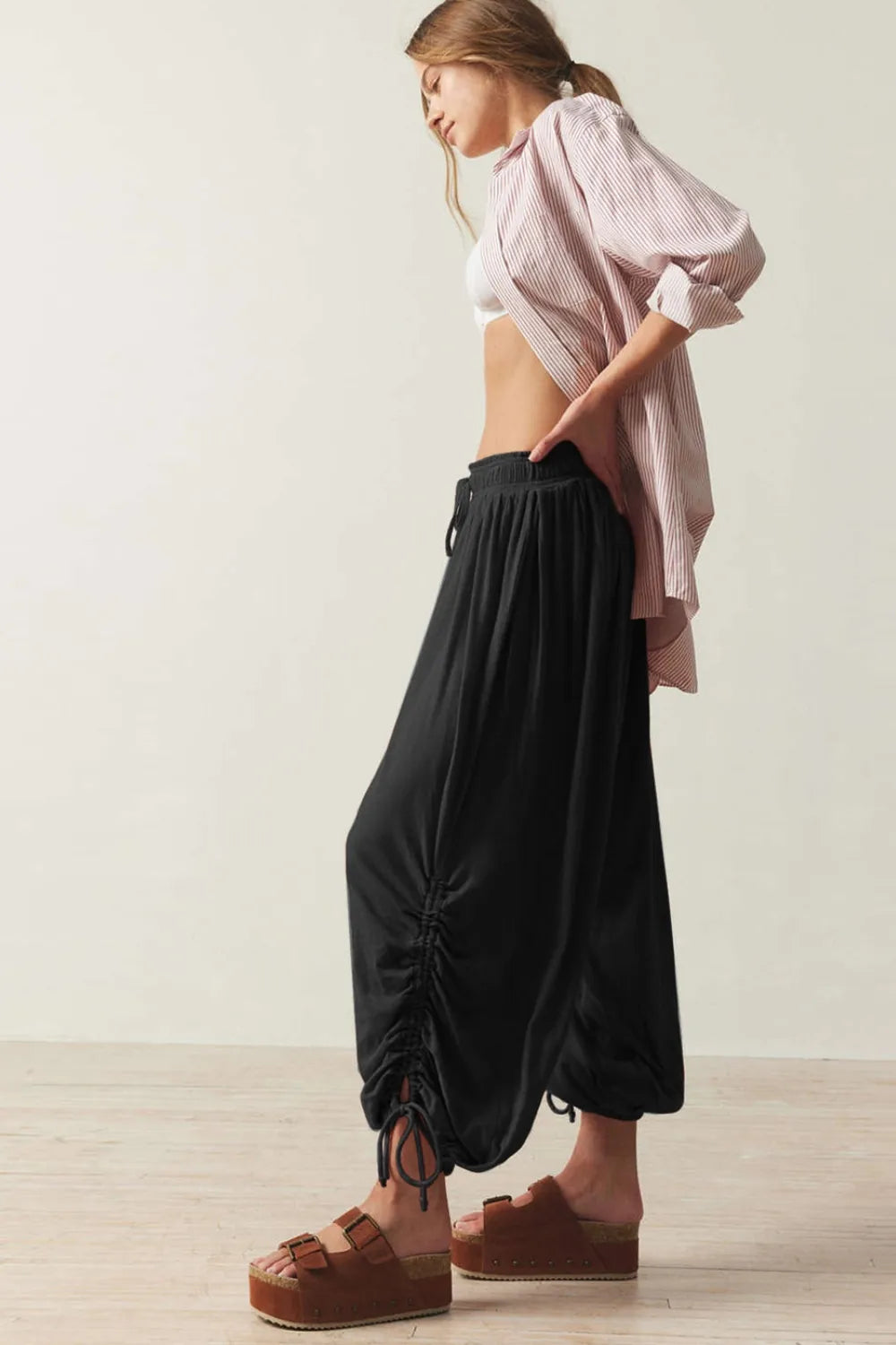 Drawstring Ruched Pants-Krush Kandy, Women's Online Fashion Boutique Located in Phoenix, Arizona (Scottsdale Area)