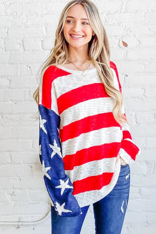 Stars & Stripes Forever Sweater-Sweaters-Krush Kandy, Women's Online Fashion Boutique Located in Phoenix, Arizona (Scottsdale Area)