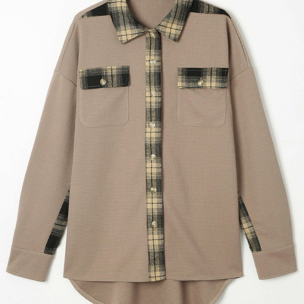 Plaid Button Down Collared Jacket-Krush Kandy, Women's Online Fashion Boutique Located in Phoenix, Arizona (Scottsdale Area)