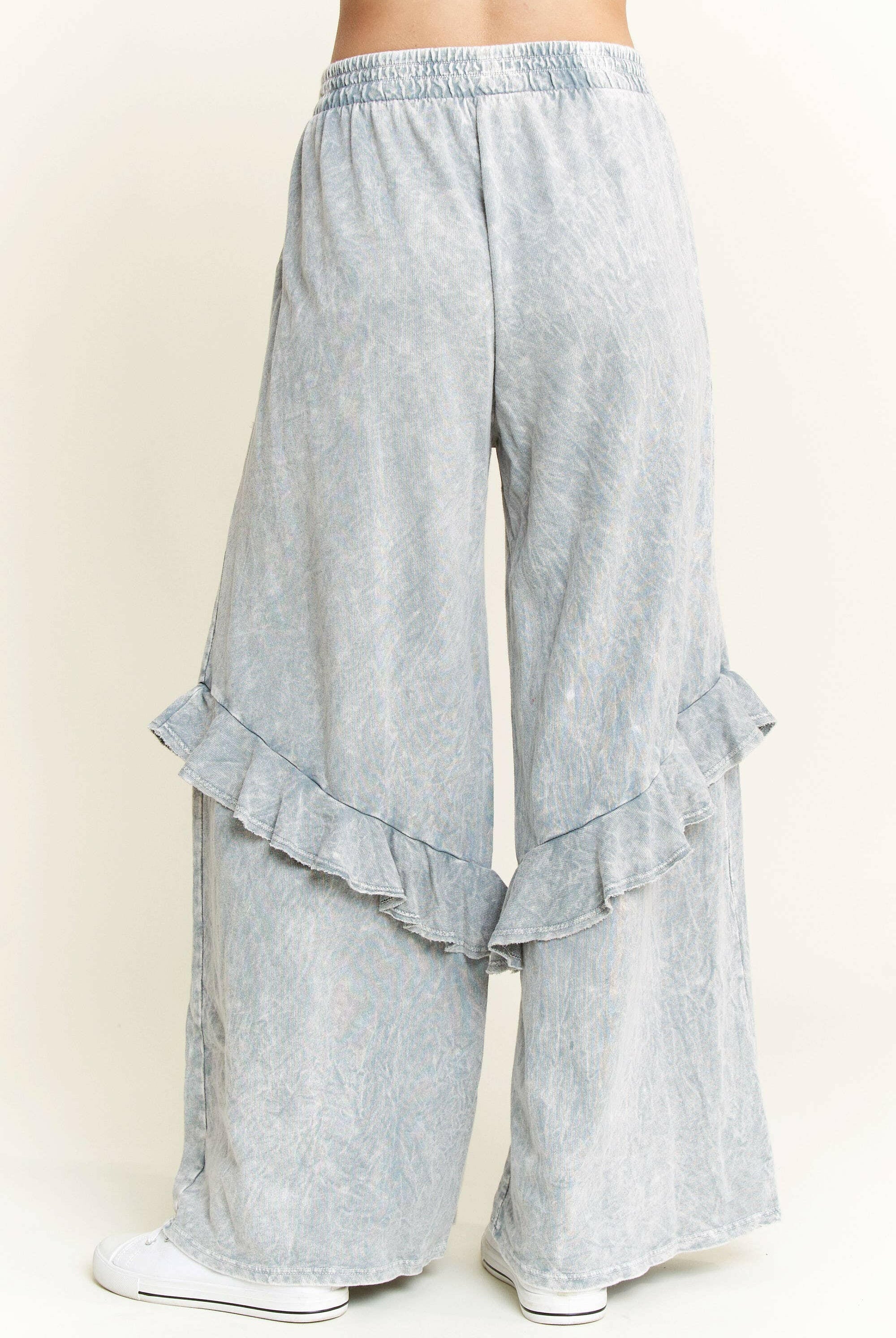 J.HER Mineral Wash Eyelet Pocket Ruffle Pants-Krush Kandy, Women's Online Fashion Boutique Located in Phoenix, Arizona (Scottsdale Area)