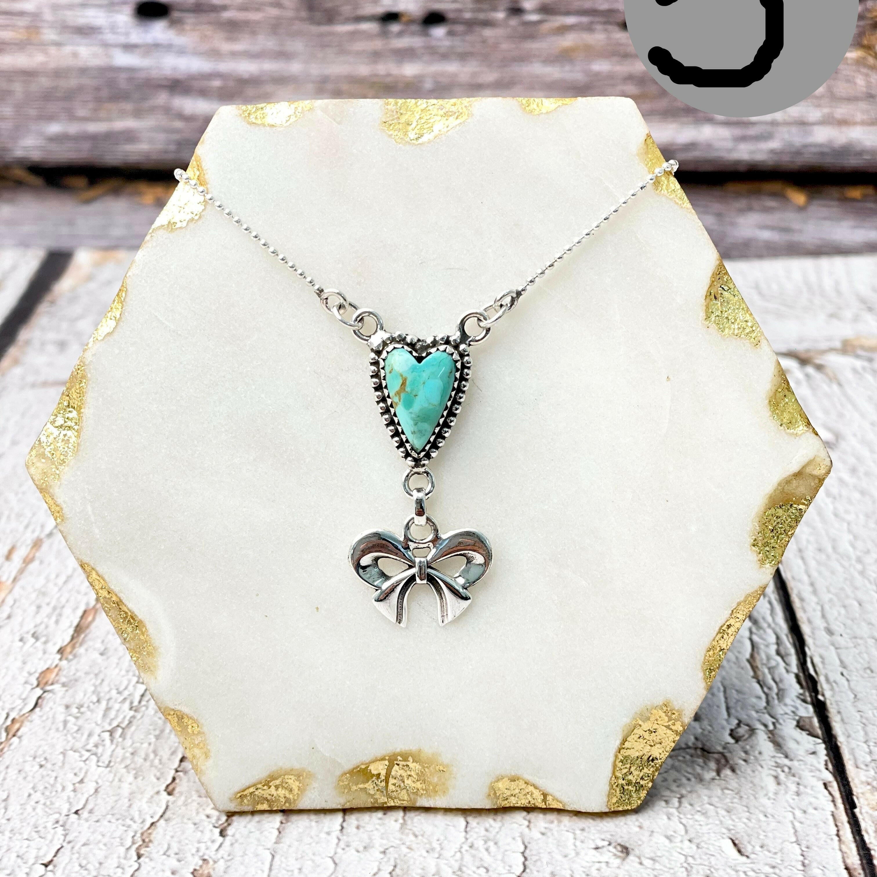 Heart Slab & Bow Necklace-Necklaces-Krush Kandy, Women's Online Fashion Boutique Located in Phoenix, Arizona (Scottsdale Area)
