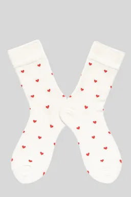 White Valentines Heart Pattern Crew Socks-Socks-Krush Kandy, Women's Online Fashion Boutique Located in Phoenix, Arizona (Scottsdale Area)