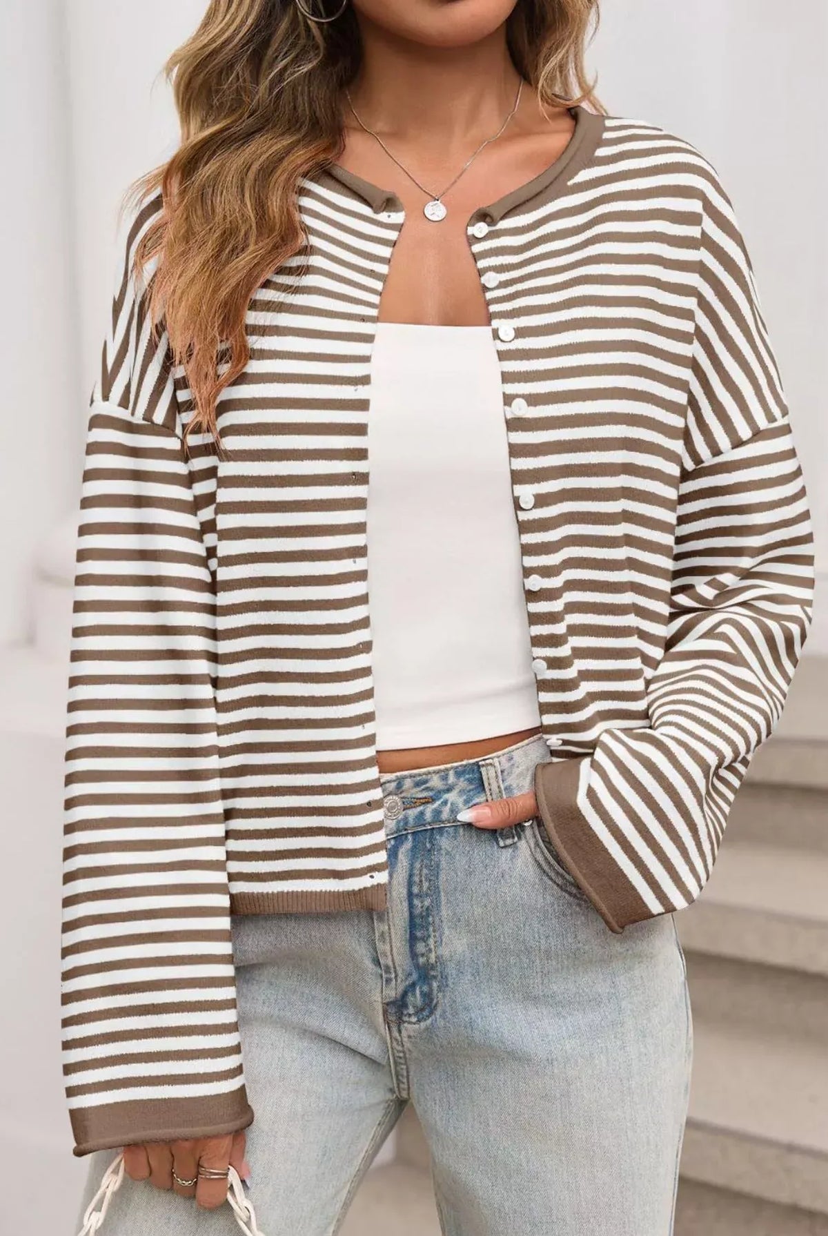 Striped Button-Up Cardigan-Sweaters-Krush Kandy, Women's Online Fashion Boutique Located in Phoenix, Arizona (Scottsdale Area)