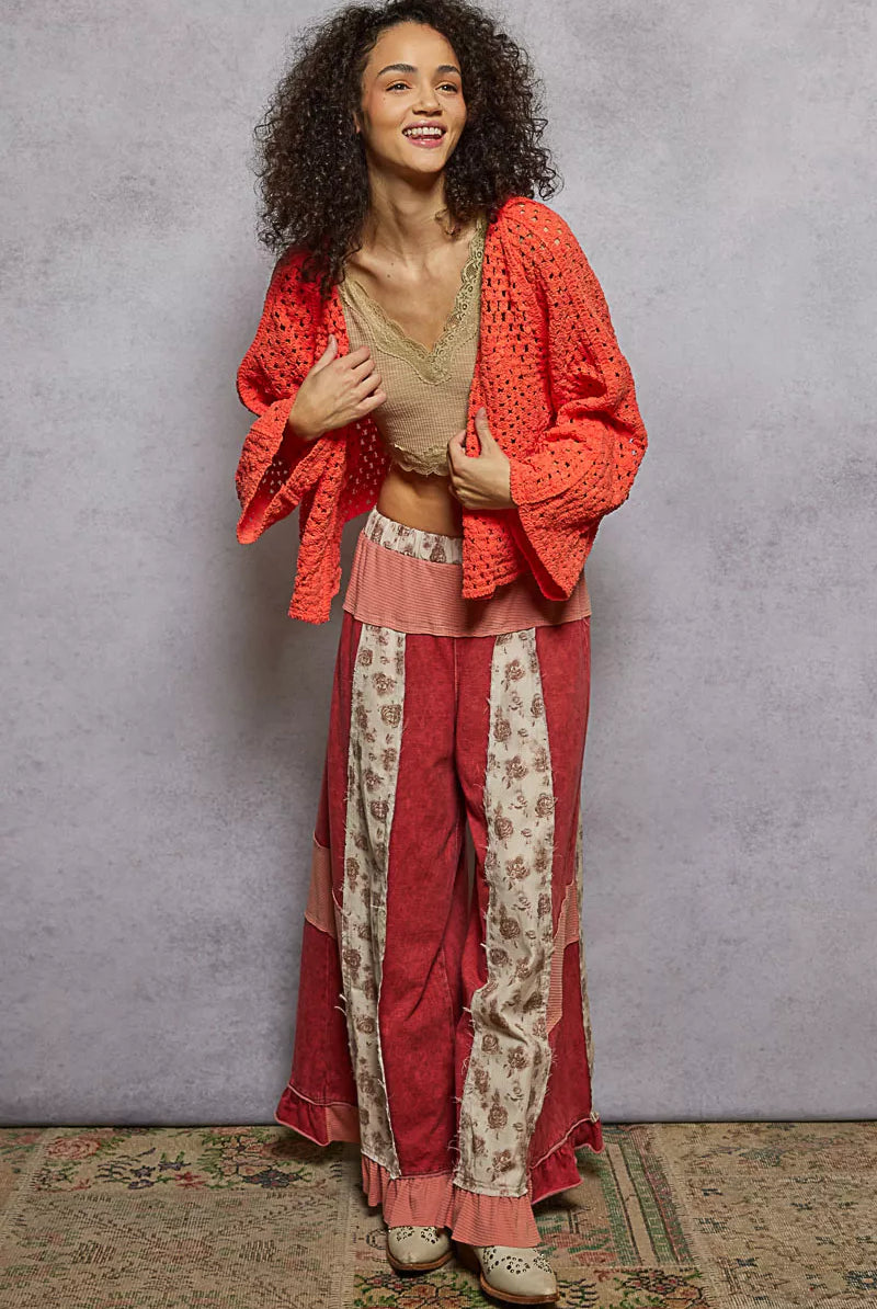 POL Open Front Cardigan with Crochet Patterns-Sweater-Krush Kandy, Women's Online Fashion Boutique Located in Phoenix, Arizona (Scottsdale Area)