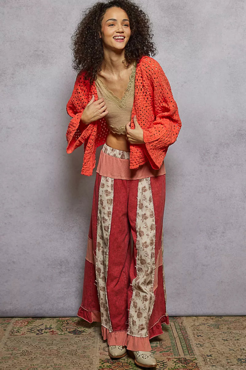 POL Open Front Cardigan with Crochet Patterns-Sweater-Krush Kandy, Women's Online Fashion Boutique Located in Phoenix, Arizona (Scottsdale Area)