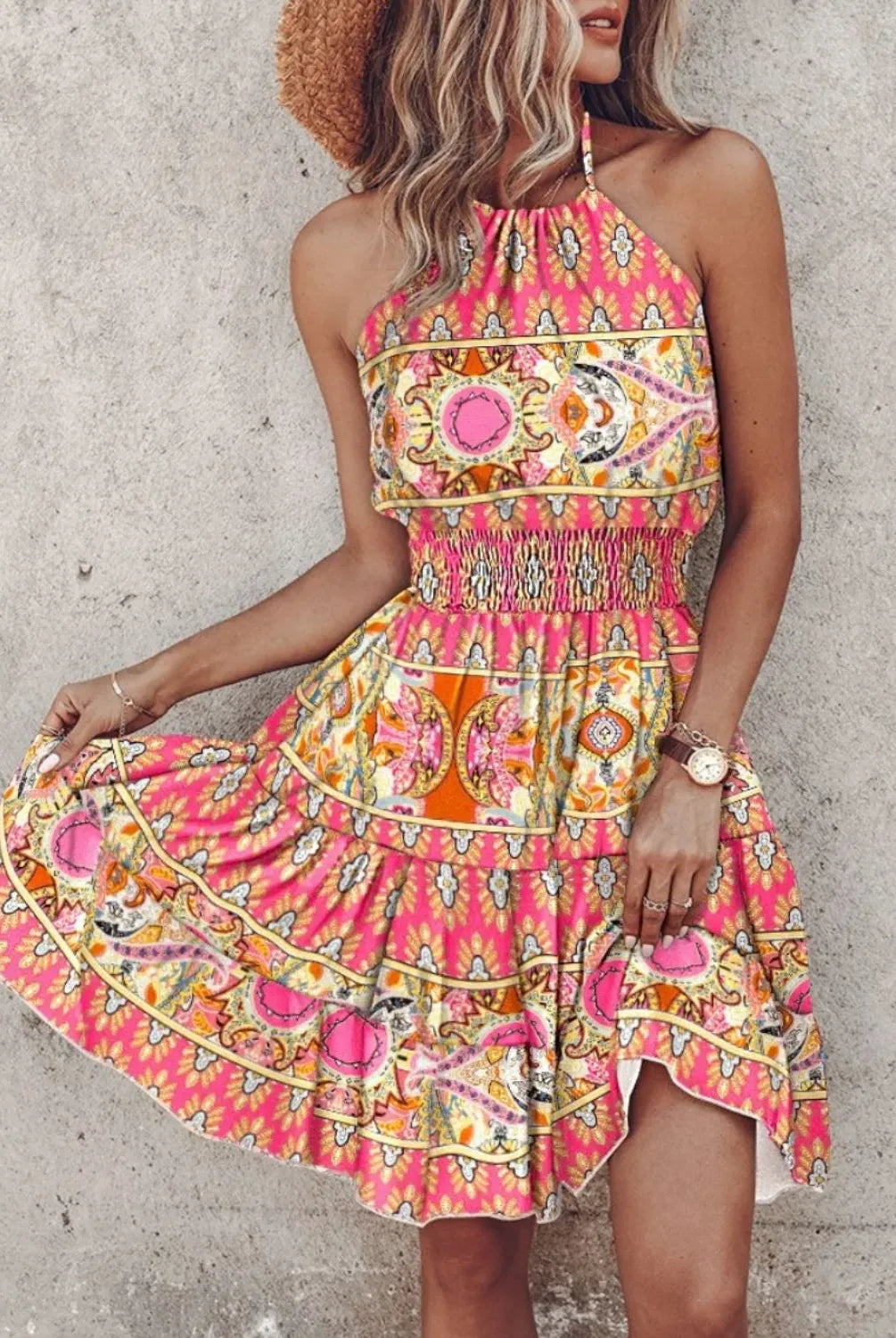 Paisley Print Halter Neck Mini Dress-Krush Kandy, Women's Online Fashion Boutique Located in Phoenix, Arizona (Scottsdale Area)