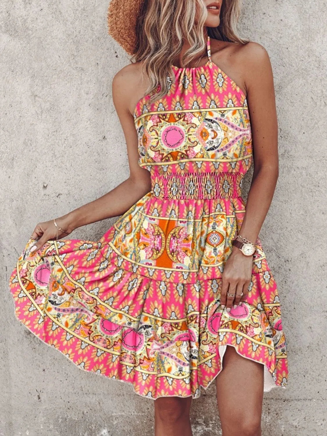 Paisley Print Halter Neck Mini Dress-Krush Kandy, Women's Online Fashion Boutique Located in Phoenix, Arizona (Scottsdale Area)