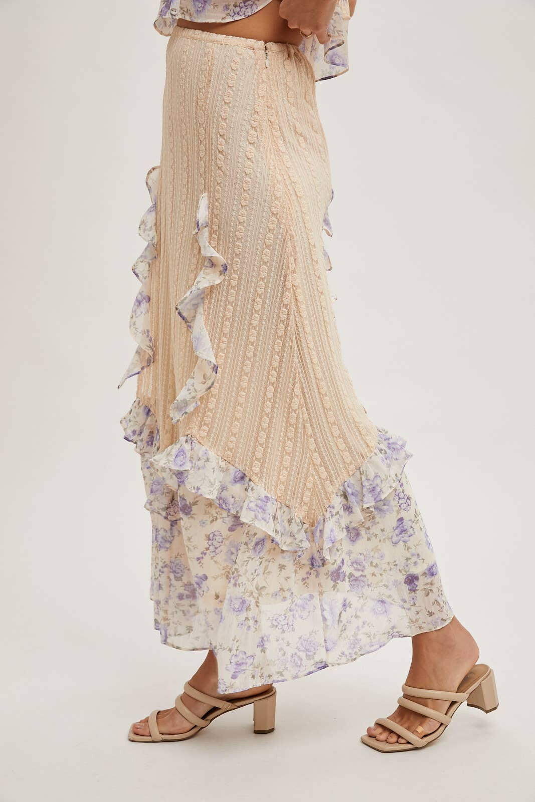 Floral Print Trimmed Maxi Lace Skirt-Skirts-Krush Kandy, Women's Online Fashion Boutique Located in Phoenix, Arizona (Scottsdale Area)