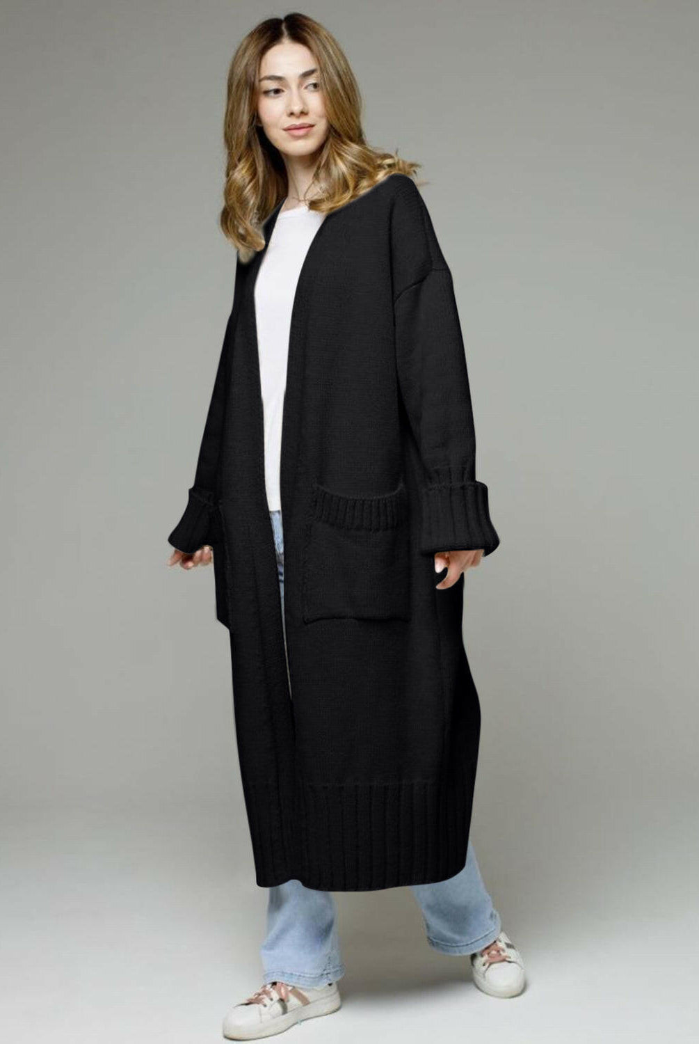 Pocketed Open Front Dropped Shoulder Cardigan-Krush Kandy, Women's Online Fashion Boutique Located in Phoenix, Arizona (Scottsdale Area)