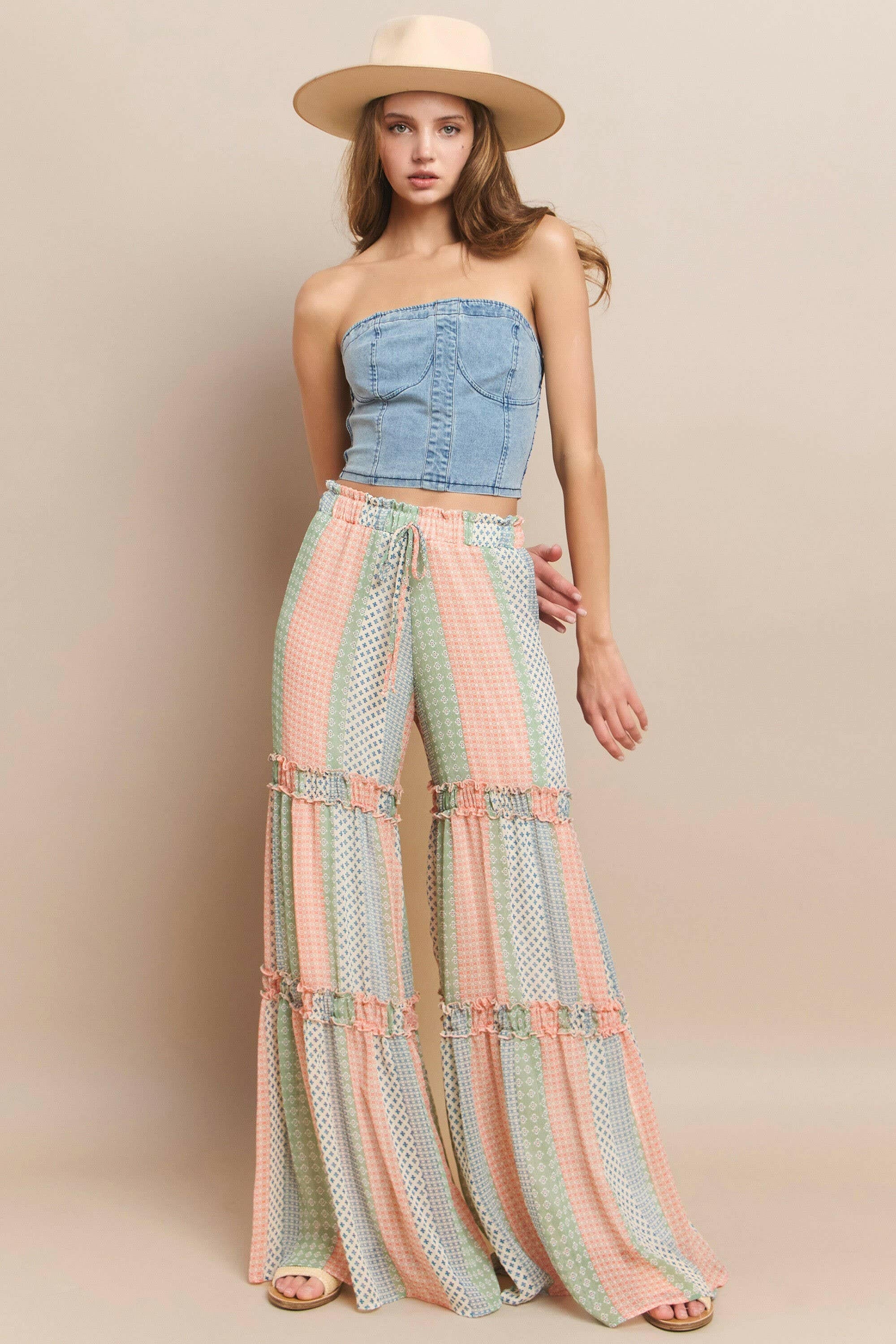 Sunset Stroll Tiered Palazzo Pants-Pants-Krush Kandy, Women's Online Fashion Boutique Located in Phoenix, Arizona (Scottsdale Area)