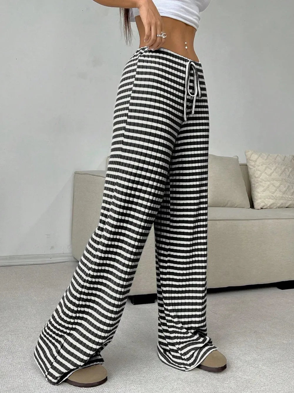 Tied Striped Wide Leg Pants-PANTS-Krush Kandy, Women's Online Fashion Boutique Located in Phoenix, Arizona (Scottsdale Area)