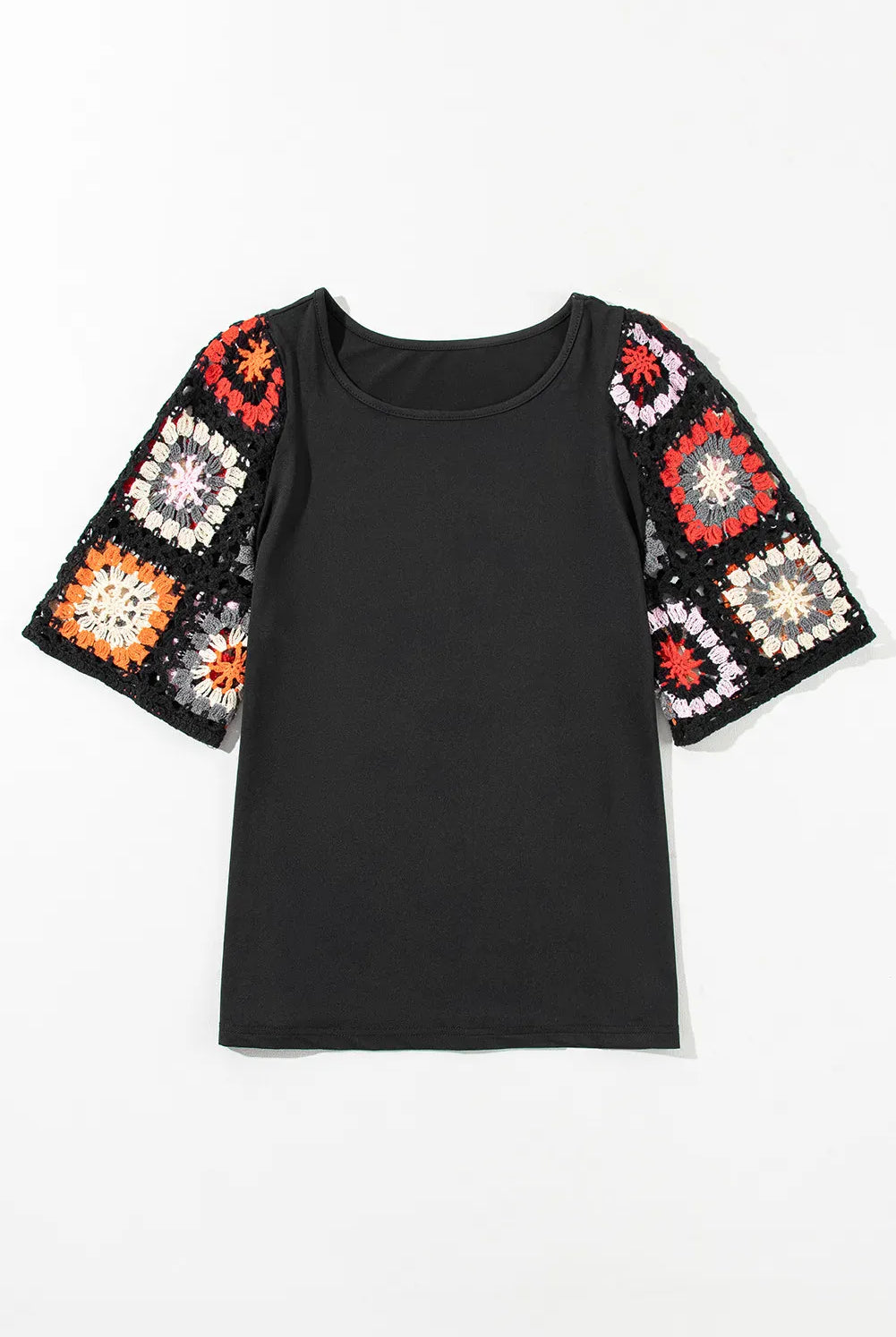 Crochet Sleeve Colorblock Top-Tops-Krush Kandy, Women's Online Fashion Boutique Located in Phoenix, Arizona (Scottsdale Area)
