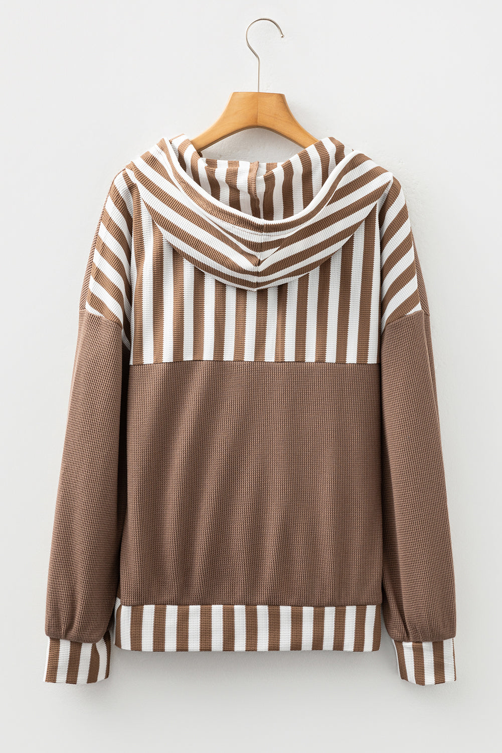 Striped Patchwork Waffle Hoodie-Hoodies-Krush Kandy, Women's Online Fashion Boutique Located in Phoenix, Arizona (Scottsdale Area)