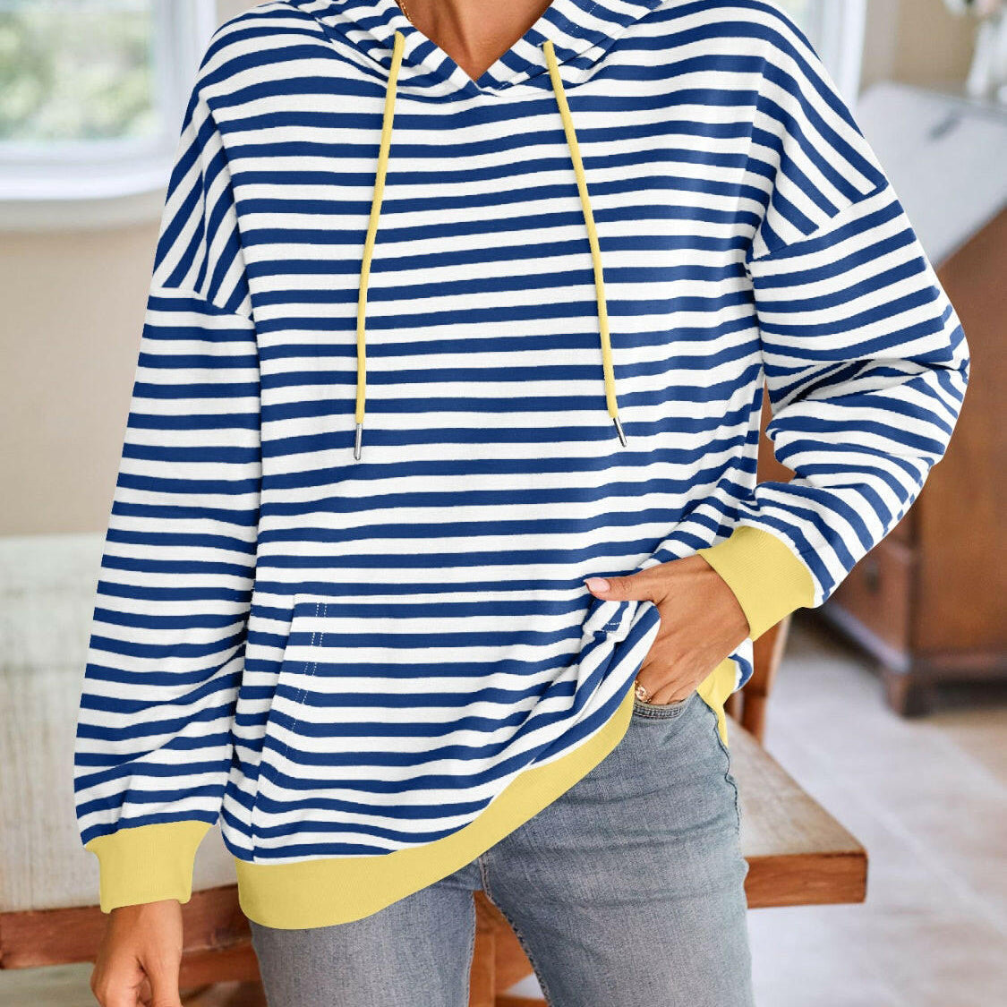 Lovelet Drawstring Striped Long Sleeve Hoodie-Krush Kandy, Women's Online Fashion Boutique Located in Phoenix, Arizona (Scottsdale Area)