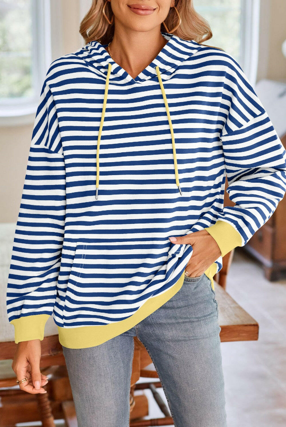 Lovelet Drawstring Striped Long Sleeve Hoodie-Krush Kandy, Women's Online Fashion Boutique Located in Phoenix, Arizona (Scottsdale Area)