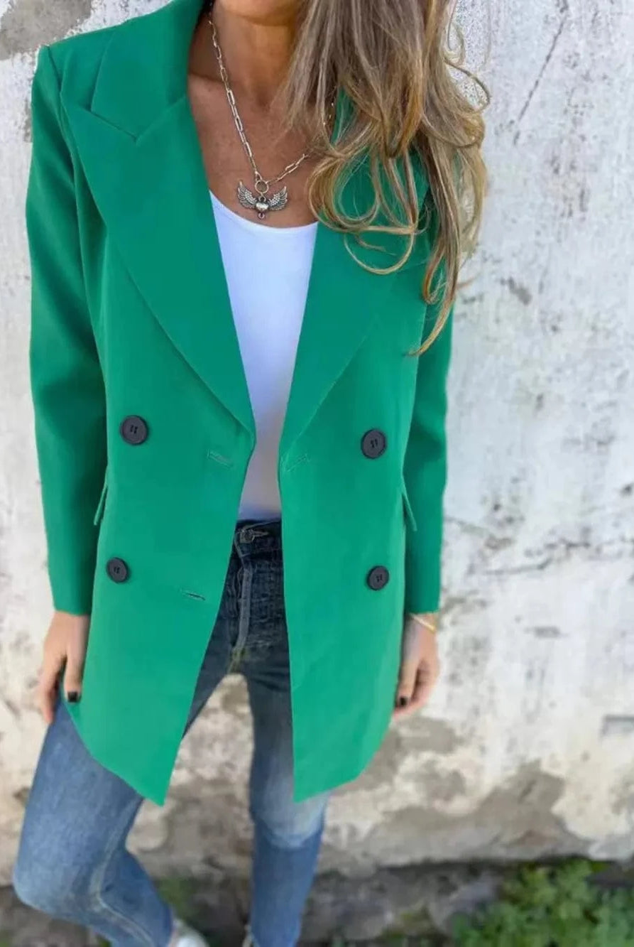 Full Size Collared Neck Long Sleeve Blazer-Blazers-Krush Kandy, Women's Online Fashion Boutique Located in Phoenix, Arizona (Scottsdale Area)
