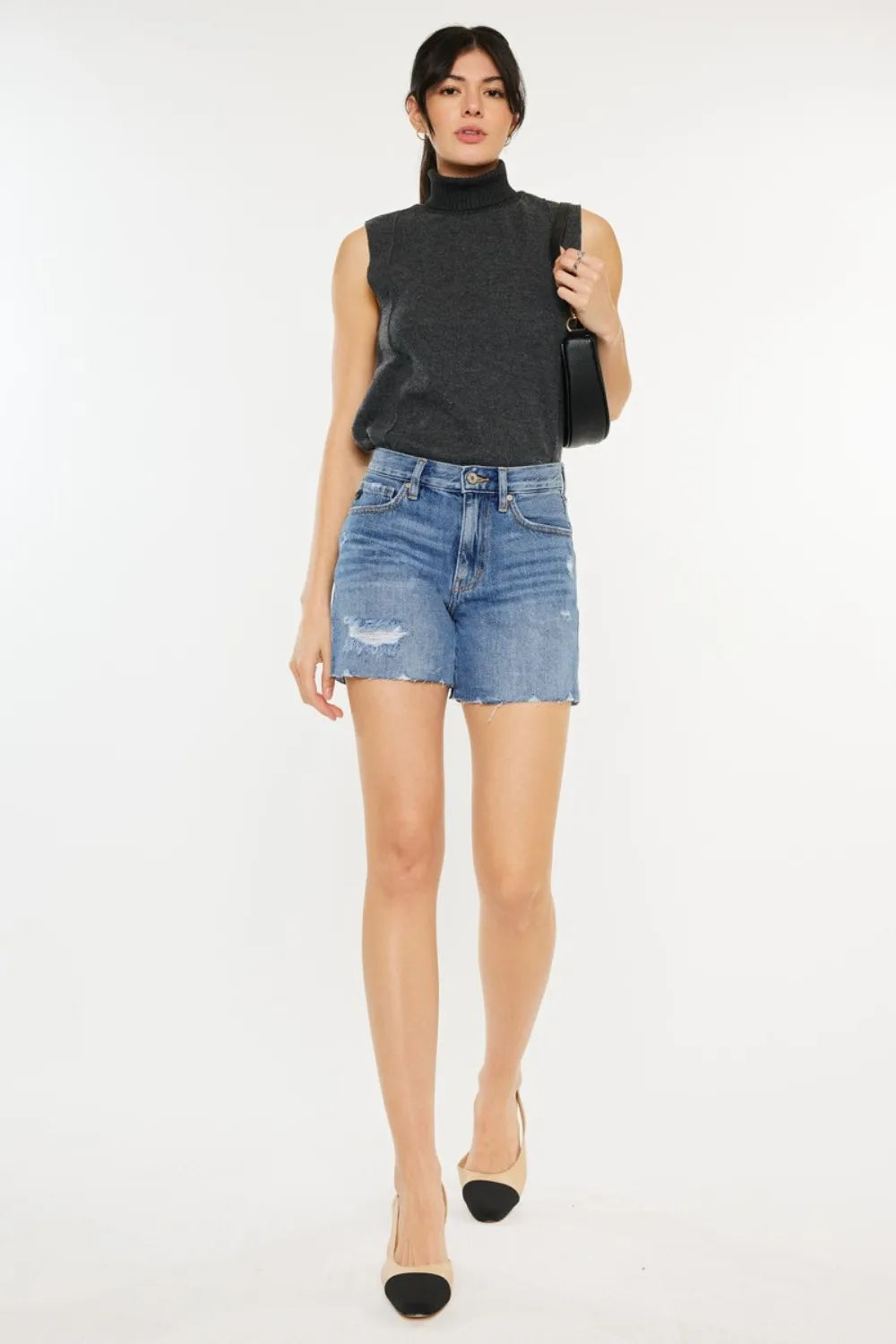 Kancan Distressed High Waist Denim Shorts-Denim-Krush Kandy, Women's Online Fashion Boutique Located in Phoenix, Arizona (Scottsdale Area)