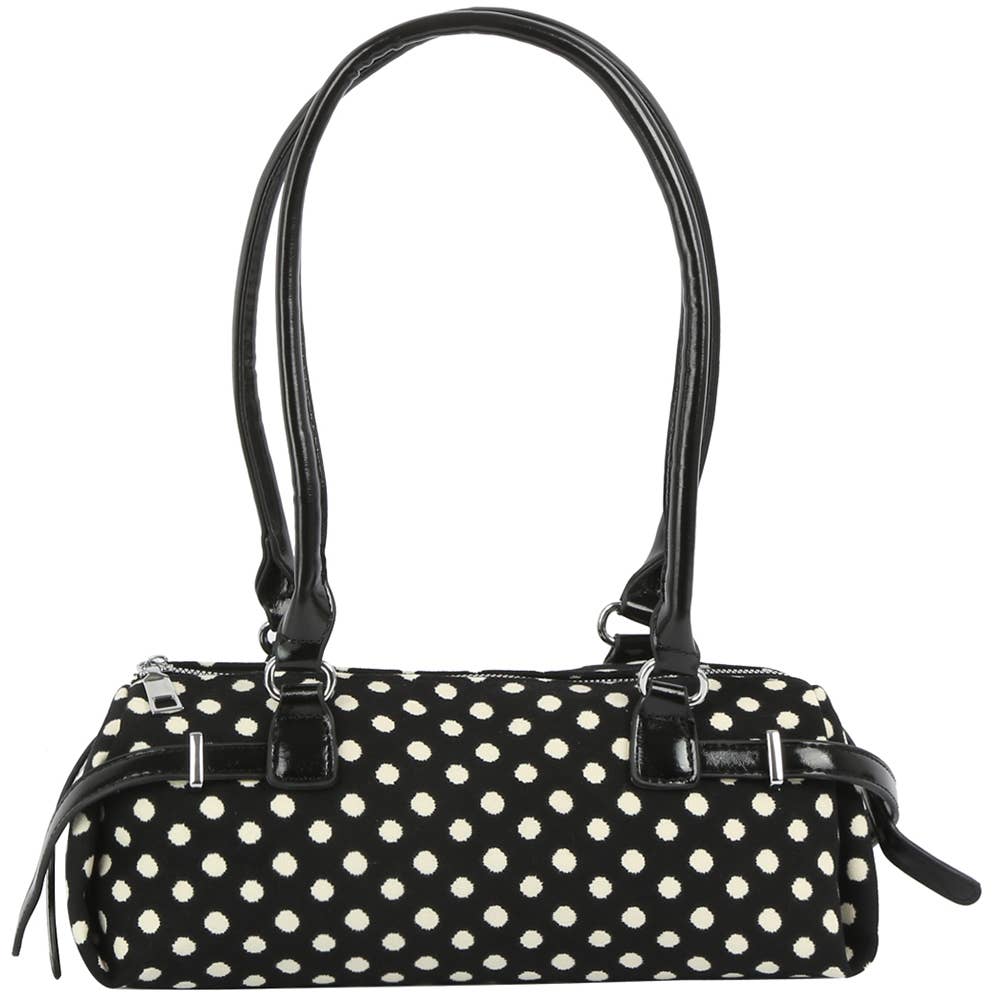 Terry Polka Dot Barrel Shoulder Bag-Purses & Bags-Krush Kandy, Women's Online Fashion Boutique Located in Phoenix, Arizona (Scottsdale Area)