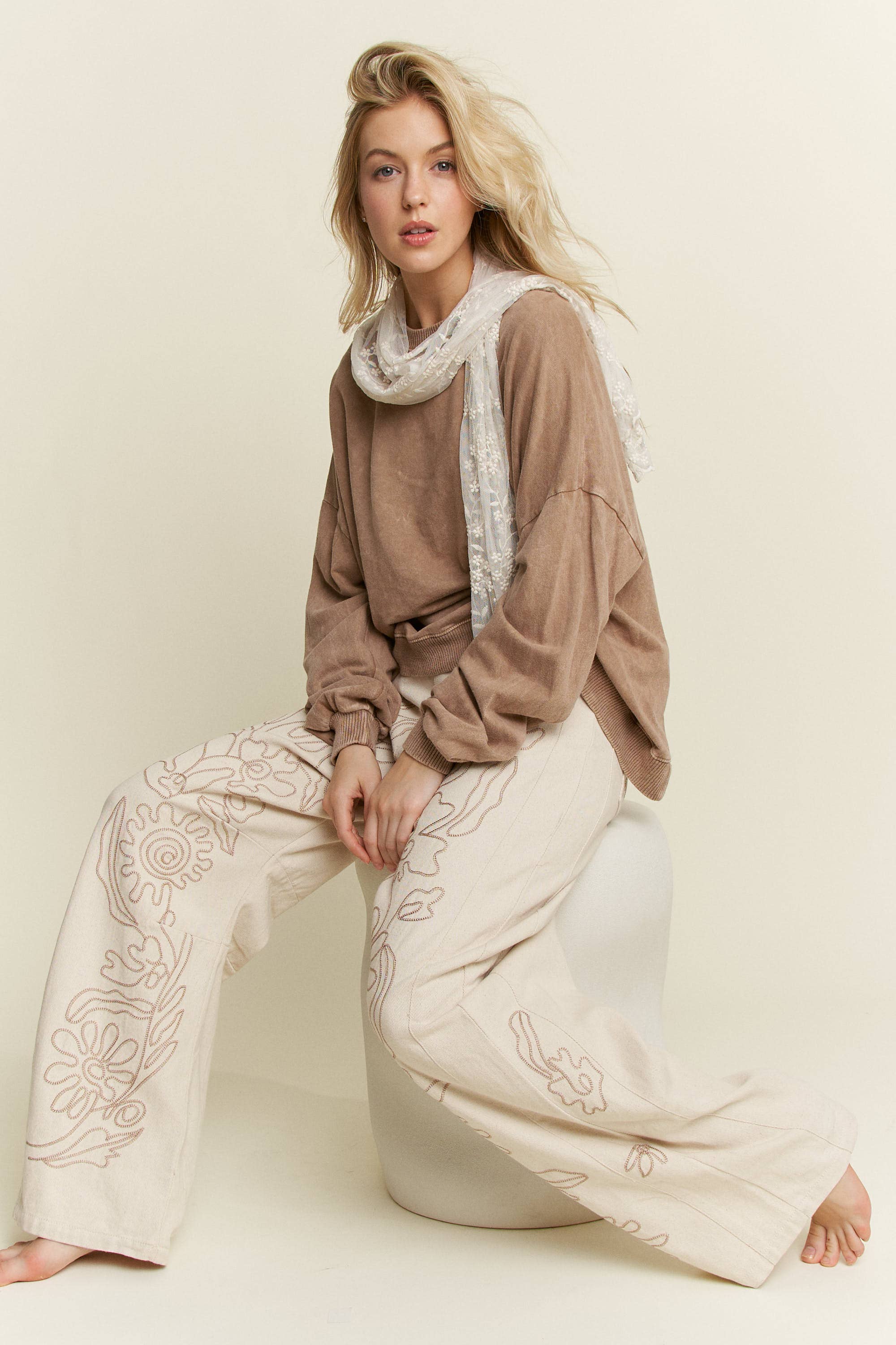 Floral Embroidered Twill Straight Western Jeans-Jeans-Krush Kandy, Women's Online Fashion Boutique Located in Phoenix, Arizona (Scottsdale Area)