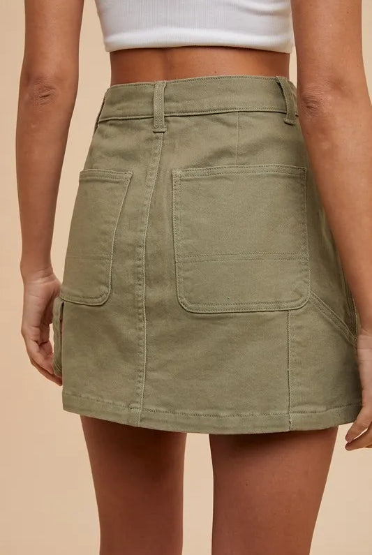 Annie Wear Cargo Denim Mini Skirt-Skirts-Krush Kandy, Women's Online Fashion Boutique Located in Phoenix, Arizona (Scottsdale Area)
