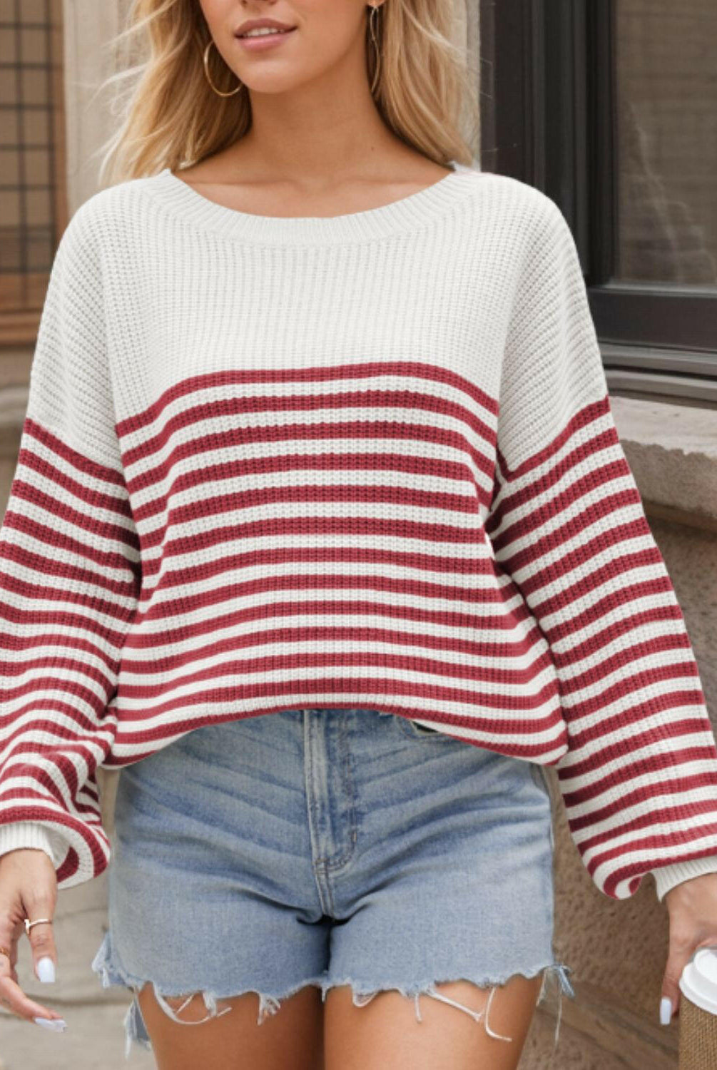 Comfy Chic Oversized Stripe Sweater-Sweaters-Krush Kandy, Women's Online Fashion Boutique Located in Phoenix, Arizona (Scottsdale Area)