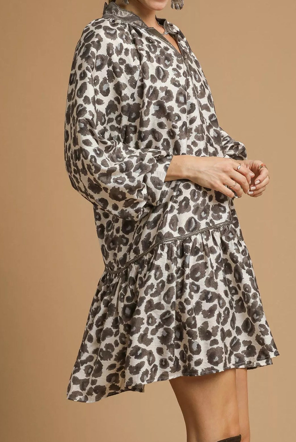 Umgee Leopard Print Tiered Mini Dress-Dresses-Krush Kandy, Women's Online Fashion Boutique Located in Phoenix, Arizona (Scottsdale Area)