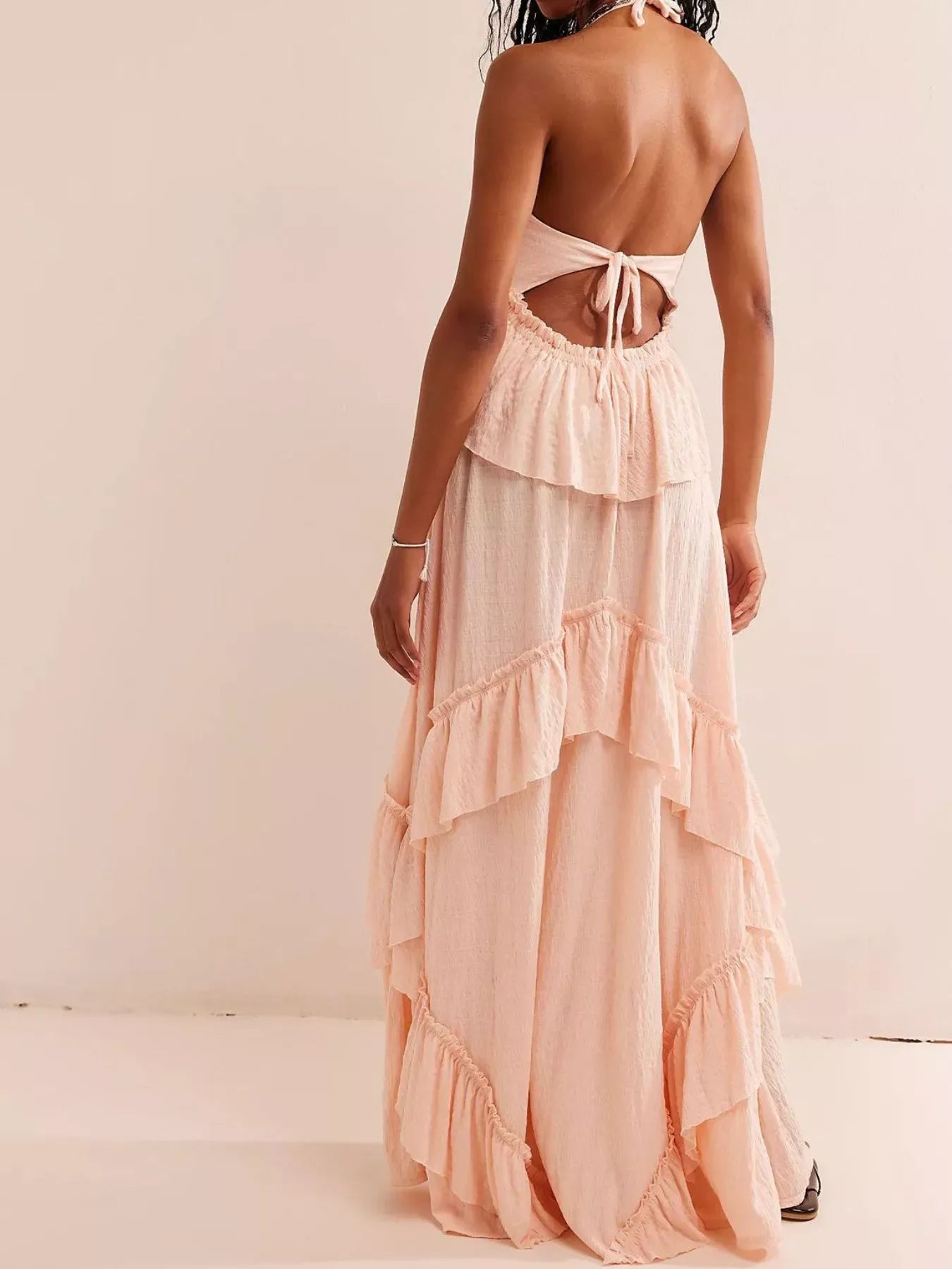 Ruffled Halter Neck Maxi Dress-Dresses-Krush Kandy, Women's Online Fashion Boutique Located in Phoenix, Arizona (Scottsdale Area)