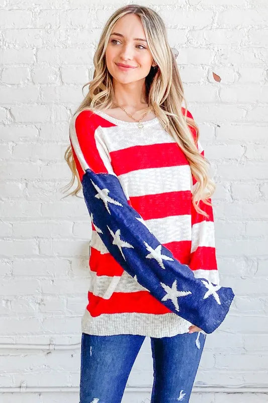 Stars & Stripes Forever Sweater-Sweaters-Krush Kandy, Women's Online Fashion Boutique Located in Phoenix, Arizona (Scottsdale Area)