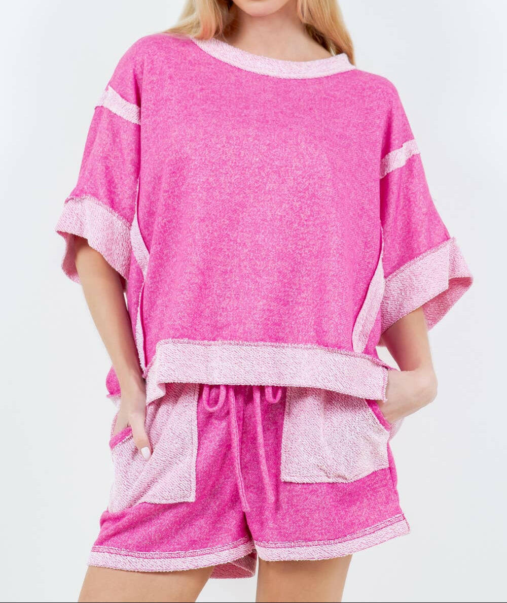 Oversize Reverse Contrast Banded Top-Tops-Krush Kandy, Women's Online Fashion Boutique Located in Phoenix, Arizona (Scottsdale Area)