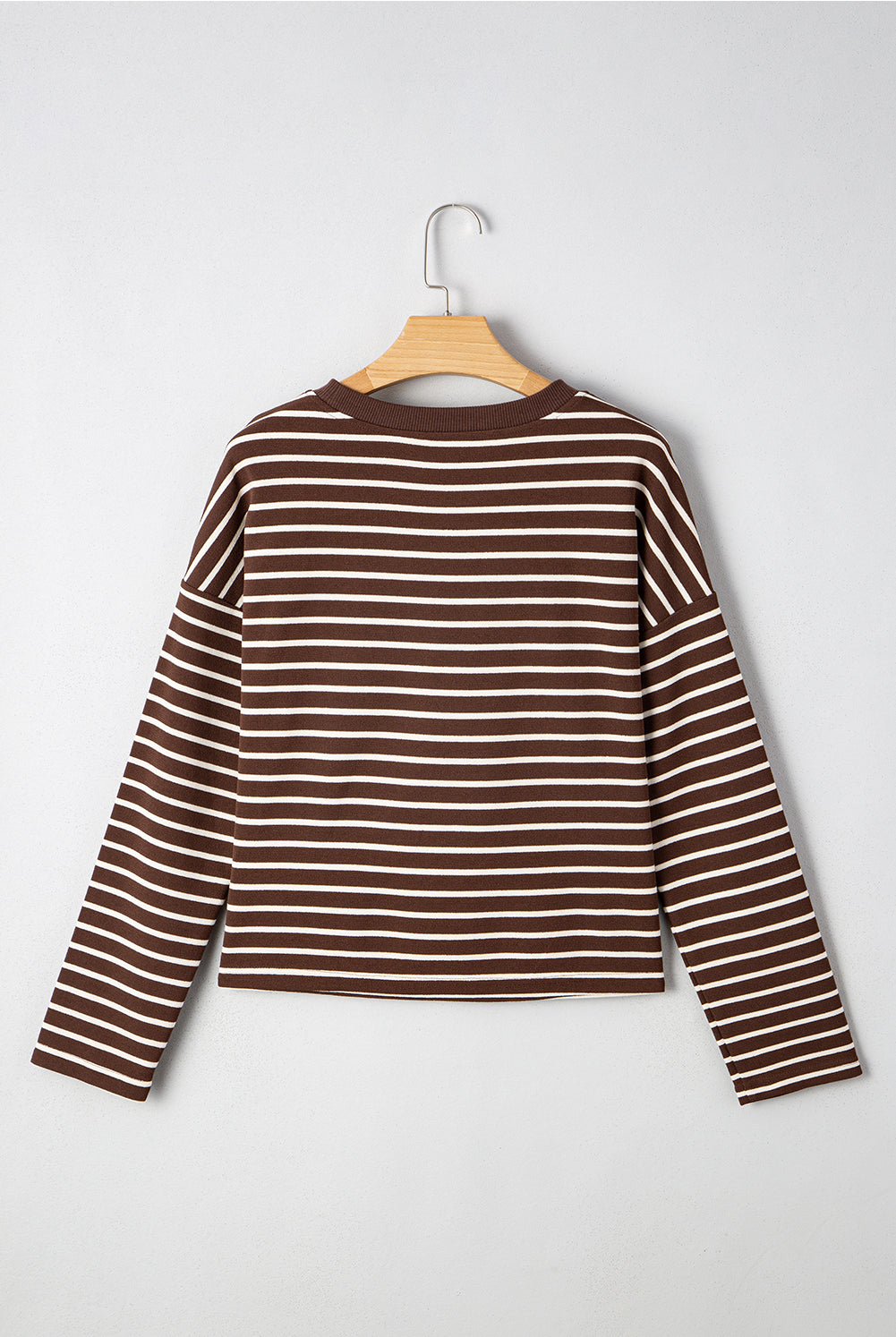 Cocoa Stripe Long Sleeve Tee-Tops-Krush Kandy, Women's Online Fashion Boutique Located in Phoenix, Arizona (Scottsdale Area)