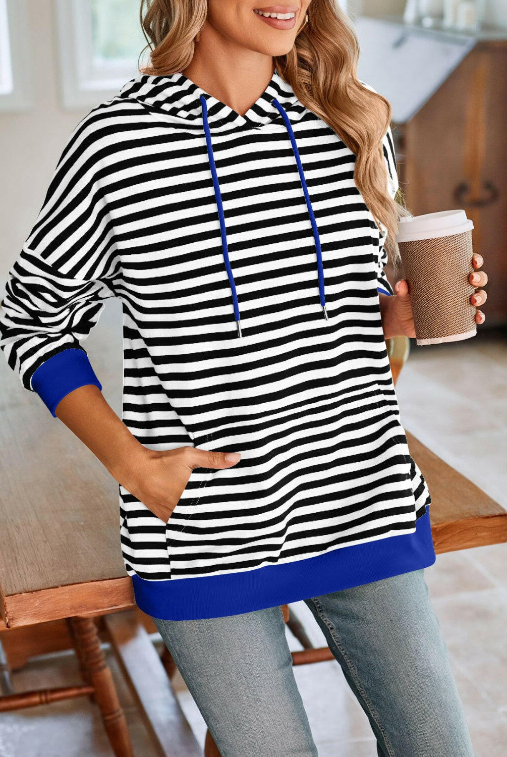 Lovelet Drawstring Striped Long Sleeve Hoodie-Krush Kandy, Women's Online Fashion Boutique Located in Phoenix, Arizona (Scottsdale Area)