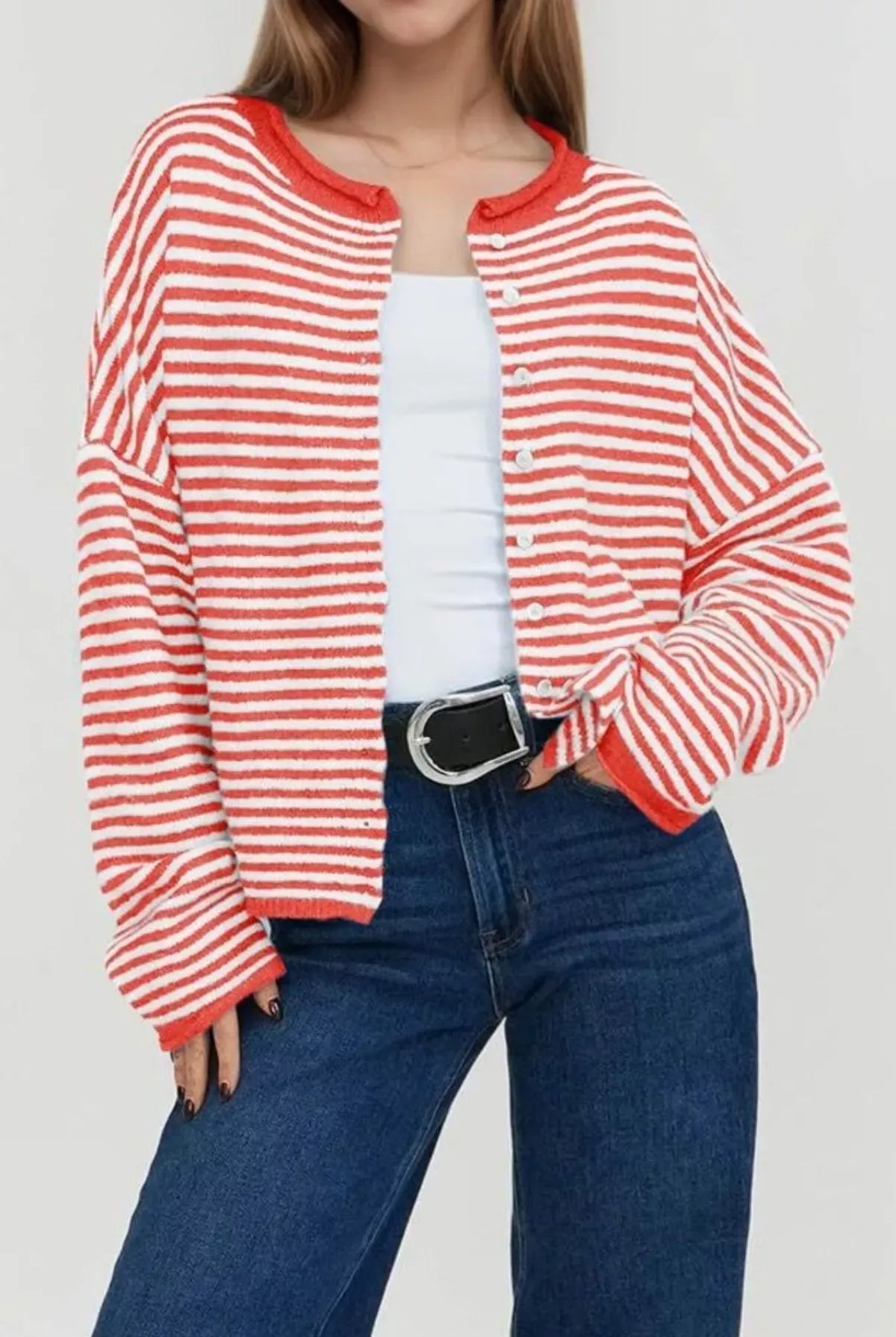 Striped Button-Up Cardigan-Sweaters-Krush Kandy, Women's Online Fashion Boutique Located in Phoenix, Arizona (Scottsdale Area)