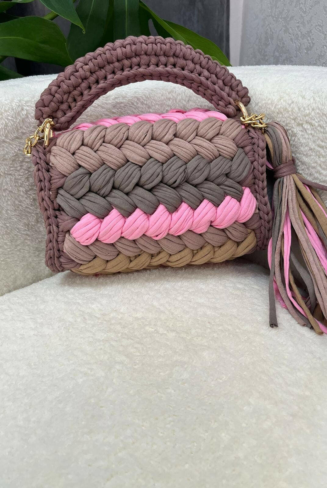 Blushing Neutrals Handmade Crochet Purse-handbags-Krush Kandy, Women's Online Fashion Boutique Located in Phoenix, Arizona (Scottsdale Area)