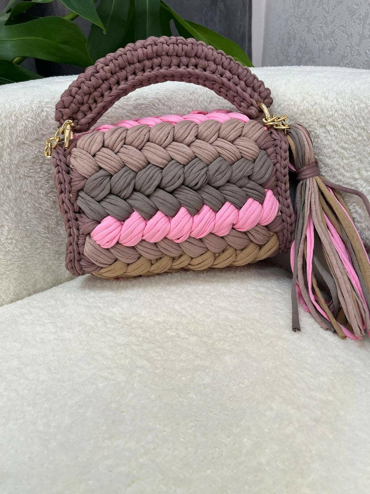 Blushing Neutrals Handmade Crochet Purse-handbags-Krush Kandy, Women's Online Fashion Boutique Located in Phoenix, Arizona (Scottsdale Area)