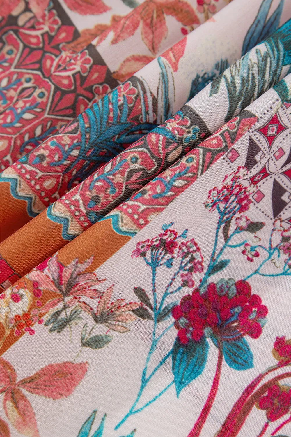 Sunset Mosaic Patchwork Blouse-Tops-Krush Kandy, Women's Online Fashion Boutique Located in Phoenix, Arizona (Scottsdale Area)