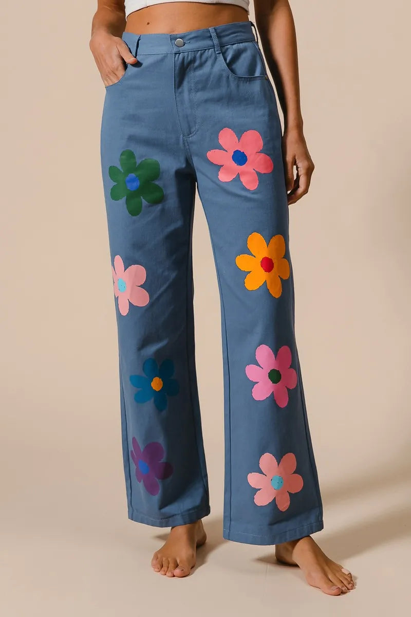 BiBi Floral Print Straight Leg Pants-PANTS-Krush Kandy, Women's Online Fashion Boutique Located in Phoenix, Arizona (Scottsdale Area)