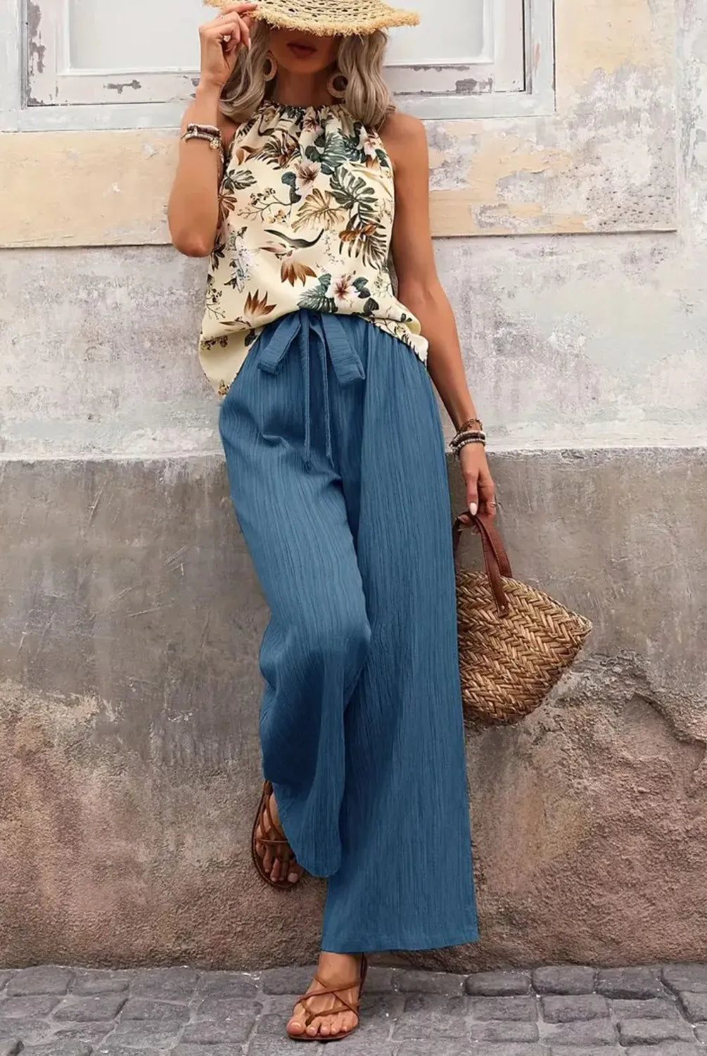 Printed Tank Top and Wide Leg Pants Set-Tops-Krush Kandy, Women's Online Fashion Boutique Located in Phoenix, Arizona (Scottsdale Area)