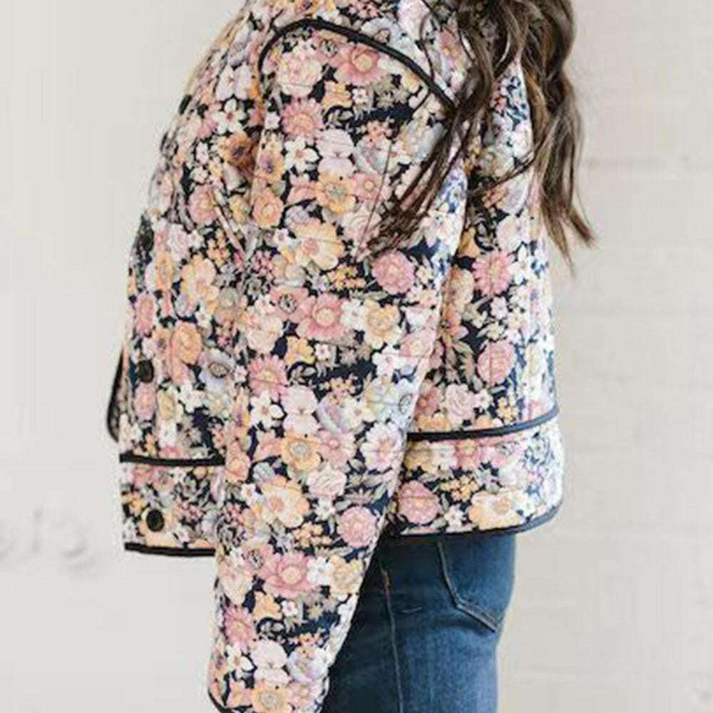 Floral Button Up Long Sleeve Winter Coat-Krush Kandy, Women's Online Fashion Boutique Located in Phoenix, Arizona (Scottsdale Area)