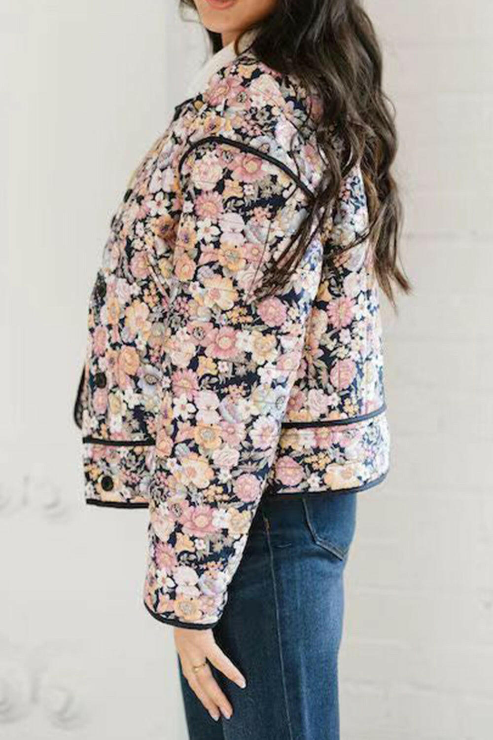 Floral Button Up Long Sleeve Winter Coat-Krush Kandy, Women's Online Fashion Boutique Located in Phoenix, Arizona (Scottsdale Area)
