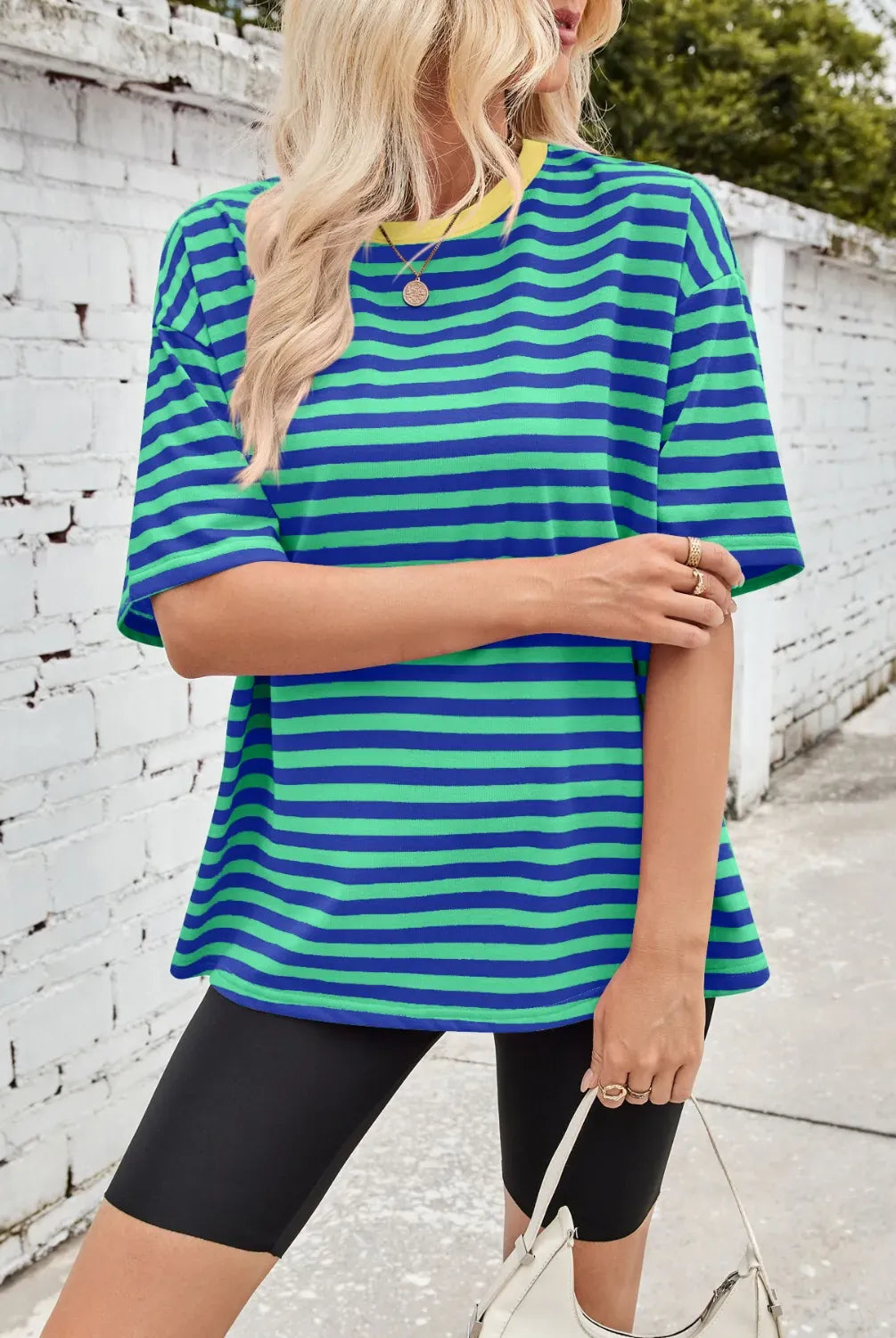 Neon Pop Stripe Oversized Tee-Tops-Krush Kandy, Women's Online Fashion Boutique Located in Phoenix, Arizona (Scottsdale Area)