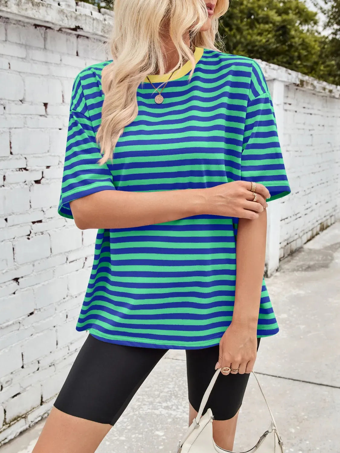 Neon Pop Stripe Oversized Tee-Tops-Krush Kandy, Women's Online Fashion Boutique Located in Phoenix, Arizona (Scottsdale Area)
