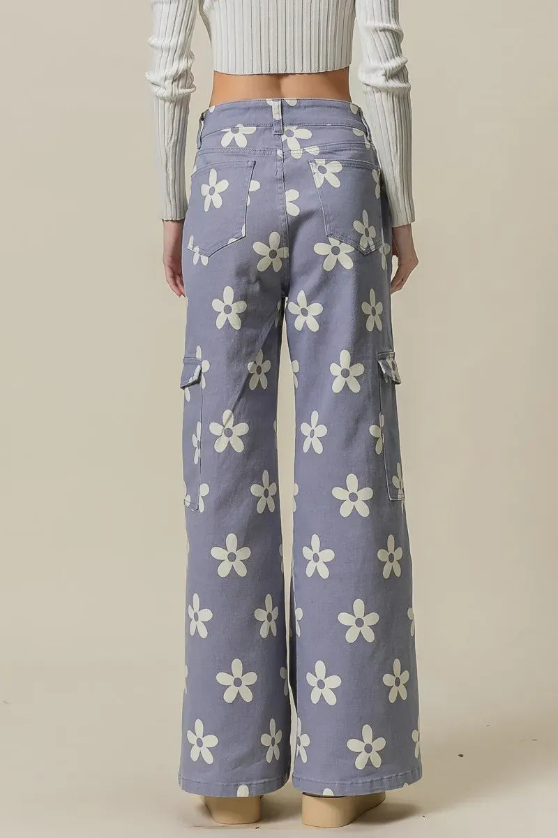 BiBi Flower Printed Side Pocket Wide Pants-pants-Krush Kandy, Women's Online Fashion Boutique Located in Phoenix, Arizona (Scottsdale Area)