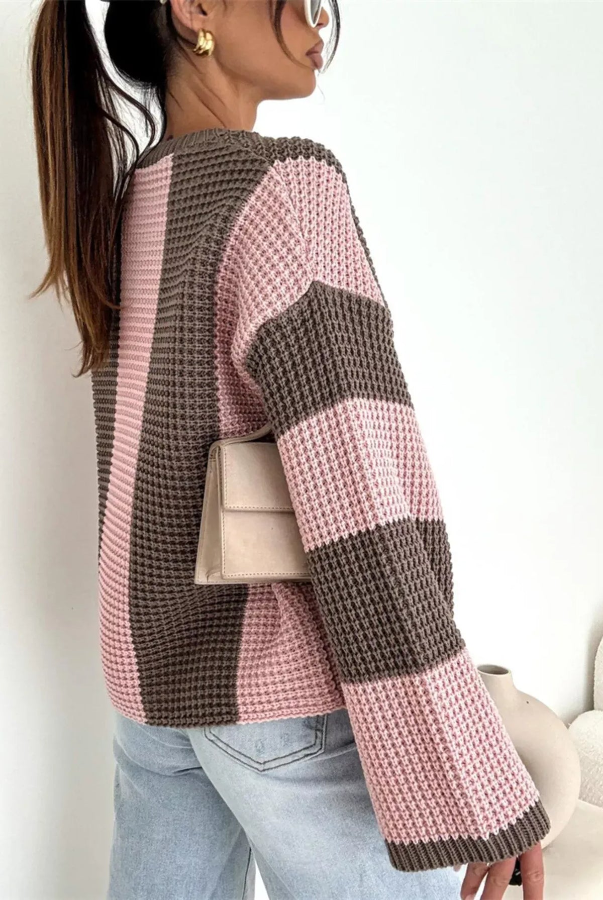 Color Block Long Sleeve Sweater-Sweater-Krush Kandy, Women's Online Fashion Boutique Located in Phoenix, Arizona (Scottsdale Area)
