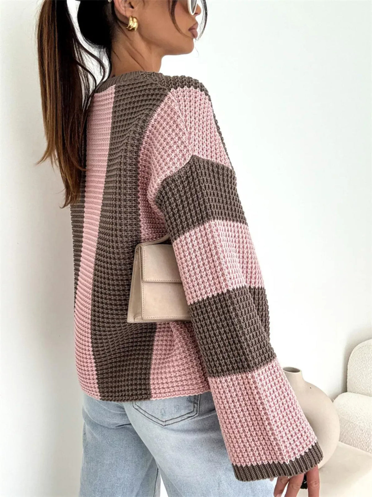 Color Block Long Sleeve Sweater-Sweater-Krush Kandy, Women's Online Fashion Boutique Located in Phoenix, Arizona (Scottsdale Area)