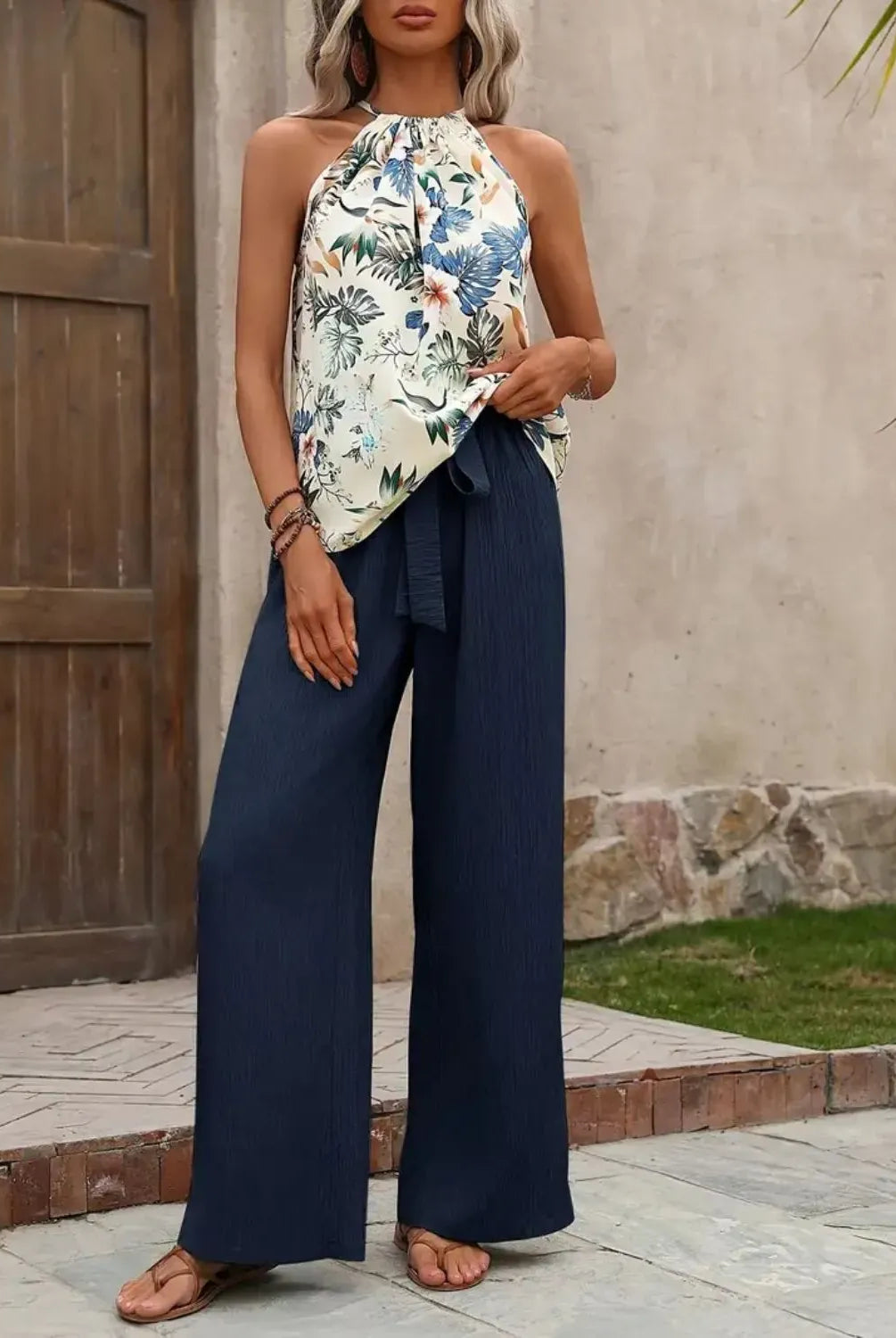 Printed Tank Top and Wide Leg Pants Set-Tops-Krush Kandy, Women's Online Fashion Boutique Located in Phoenix, Arizona (Scottsdale Area)