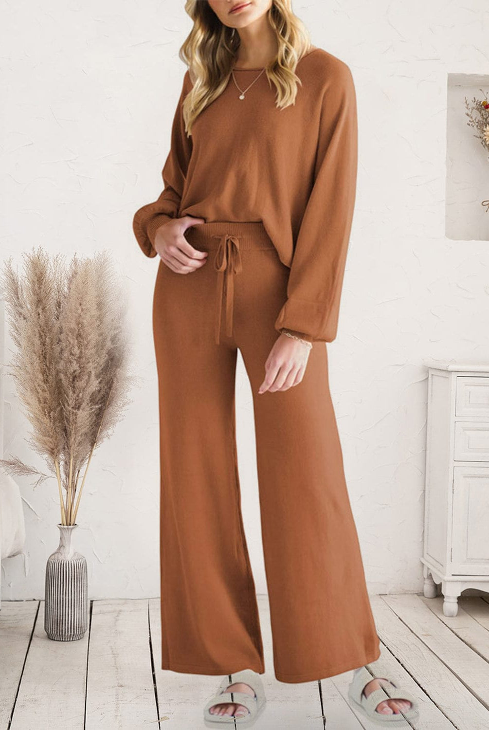 Long Sleeve Lounge Top and Drawstring Pants Set-Krush Kandy, Women's Online Fashion Boutique Located in Phoenix, Arizona (Scottsdale Area)