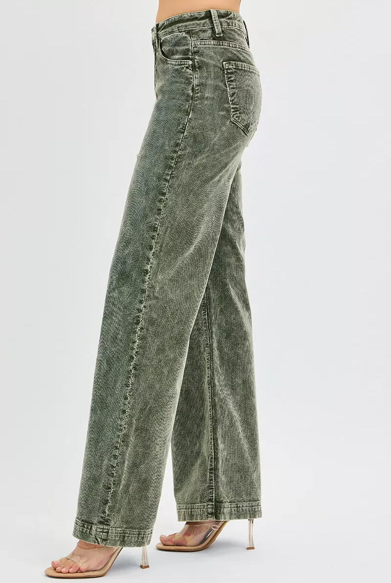 RISEN Full Size High Rise Wide Leg Corduroy Jeans Plus Size-Jeans-Krush Kandy, Women's Online Fashion Boutique Located in Phoenix, Arizona (Scottsdale Area)