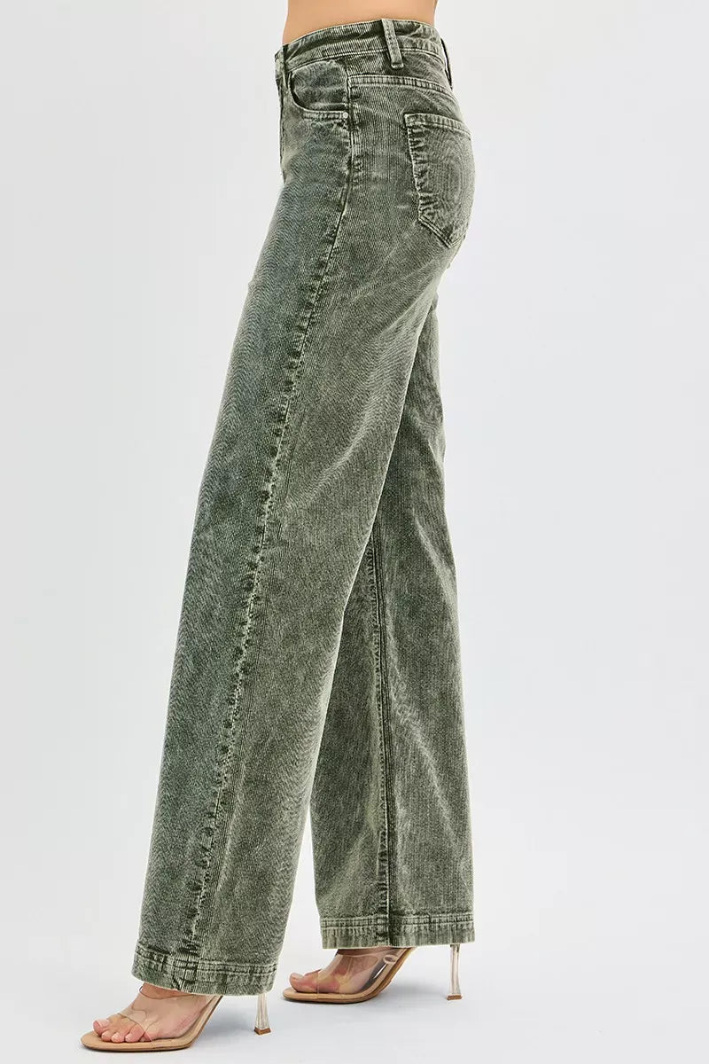 RISEN Full Size High Rise Wide Leg Corduroy Jeans Plus Size-Jeans-Krush Kandy, Women's Online Fashion Boutique Located in Phoenix, Arizona (Scottsdale Area)