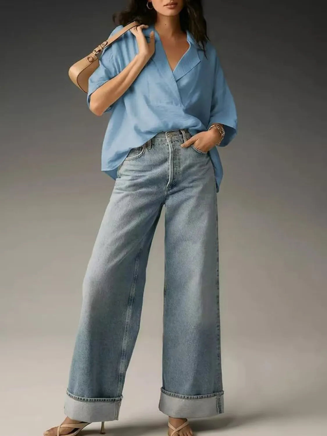 Collared Neck Half Sleeve Blouse-Krush Kandy, Women's Online Fashion Boutique Located in Phoenix, Arizona (Scottsdale Area)